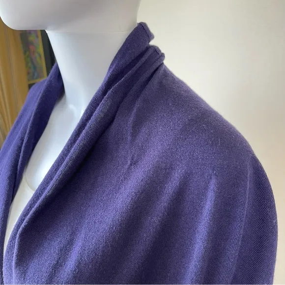 Kinross Cashmere Purple Open Front Knit Cardigan Pocket Size L
