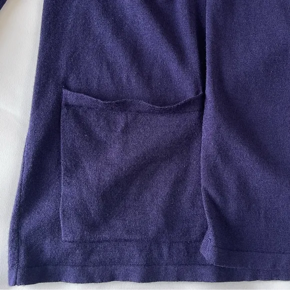 Kinross Cashmere Purple Open Front Knit Cardigan Pocket Size L