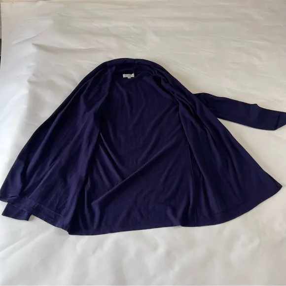 Kinross Cashmere Purple Open Front Knit Cardigan Pocket Size L