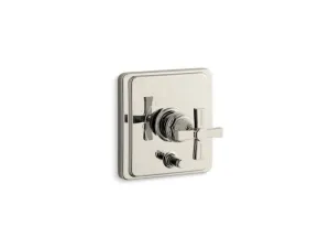 KOHLER K-T98757-3B Pinstripe Rite-Temp(R) pressure-balancing valve trim with diverter and grooved cross handle, valve not included