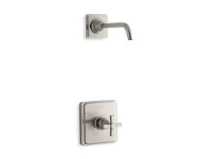 KOHLER K-TLS13134-3B Pinstripe Rite-Temp shower trim set with cross handle, less showerhead