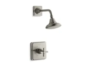KOHLER K-TS13134-3B Pinstripe Rite-Temp shower valve trim with cross handle and 2.5 gpm showerhead