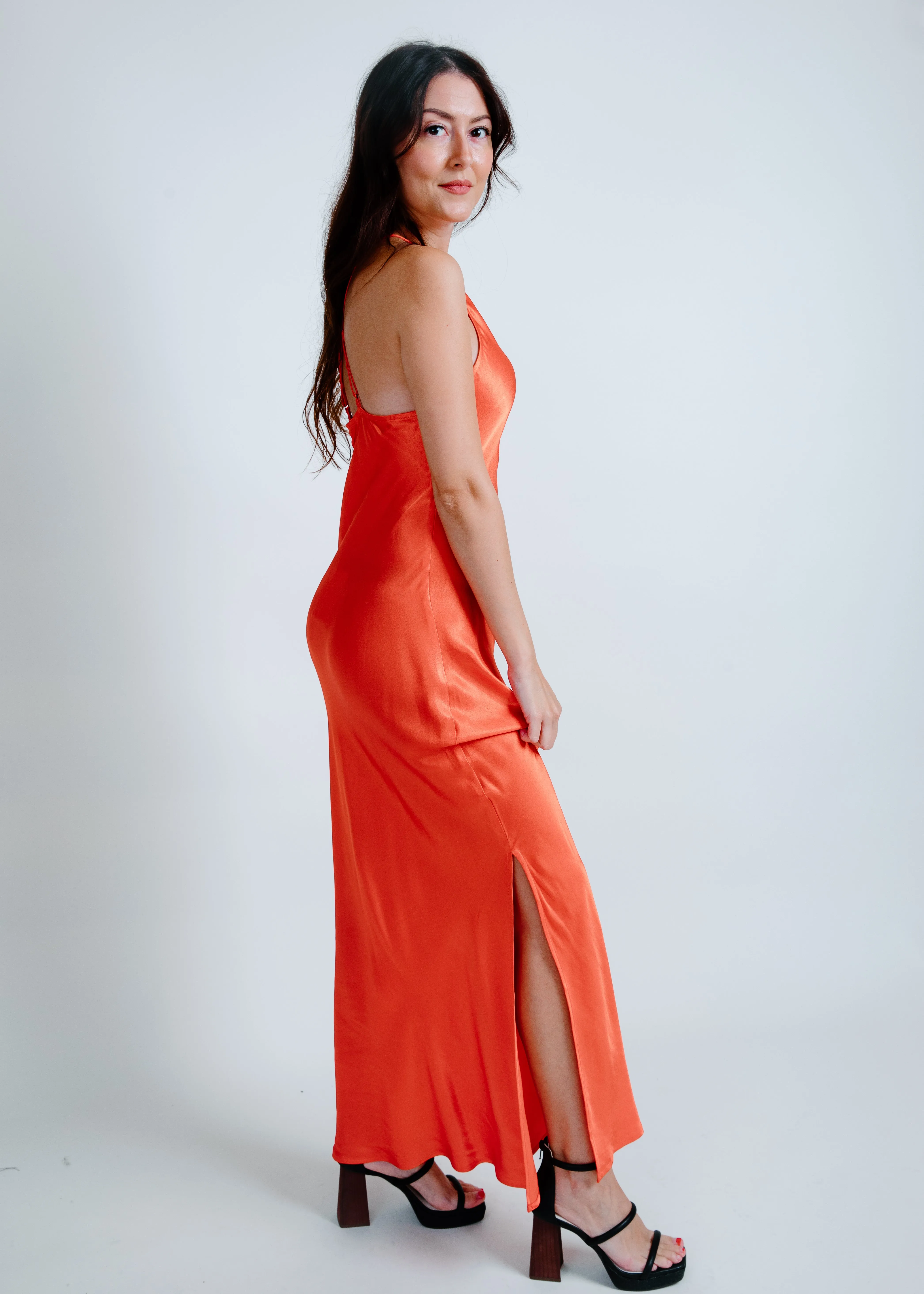 Kristi Halter Slip Dress - Poppy
