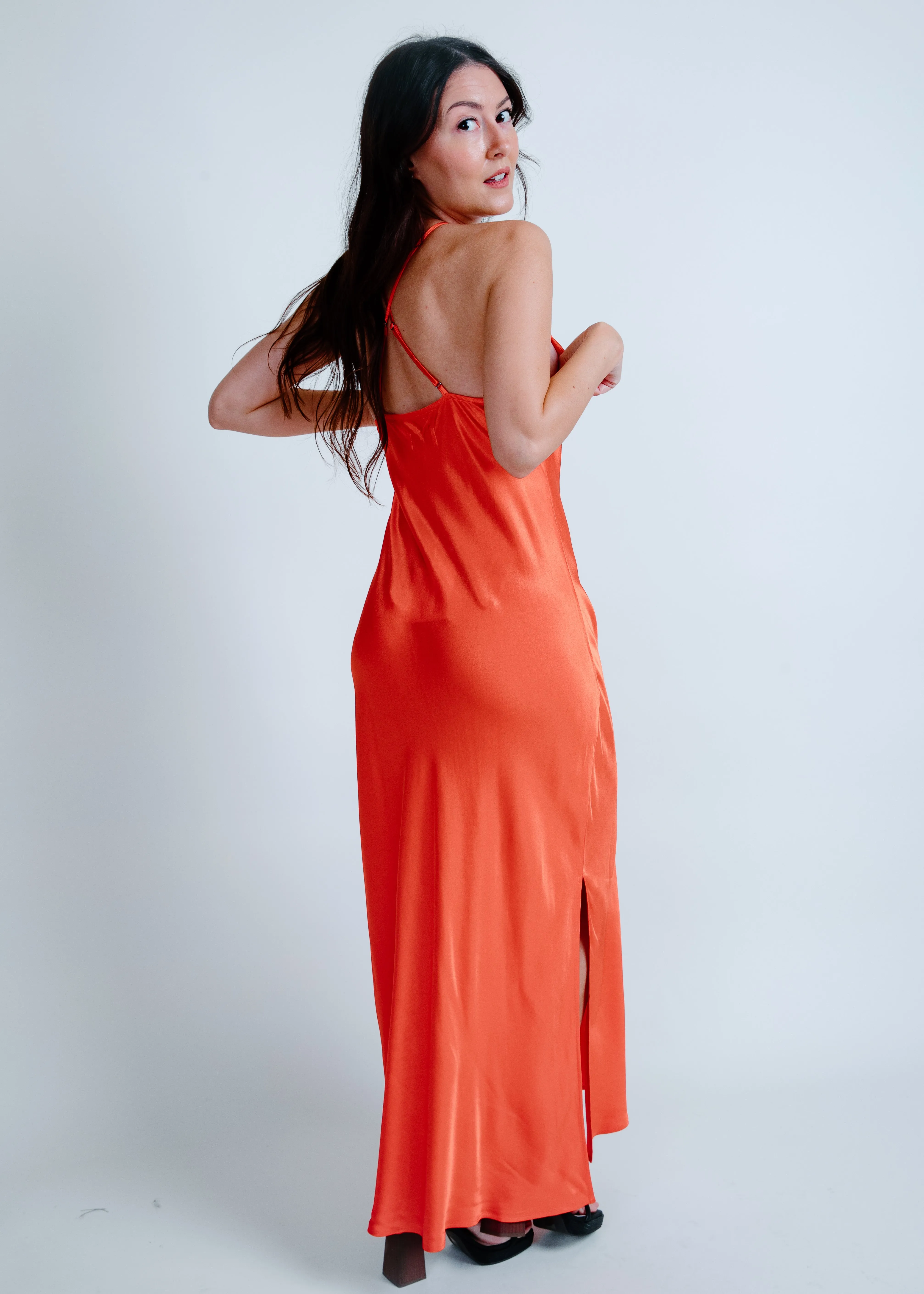 Kristi Halter Slip Dress - Poppy