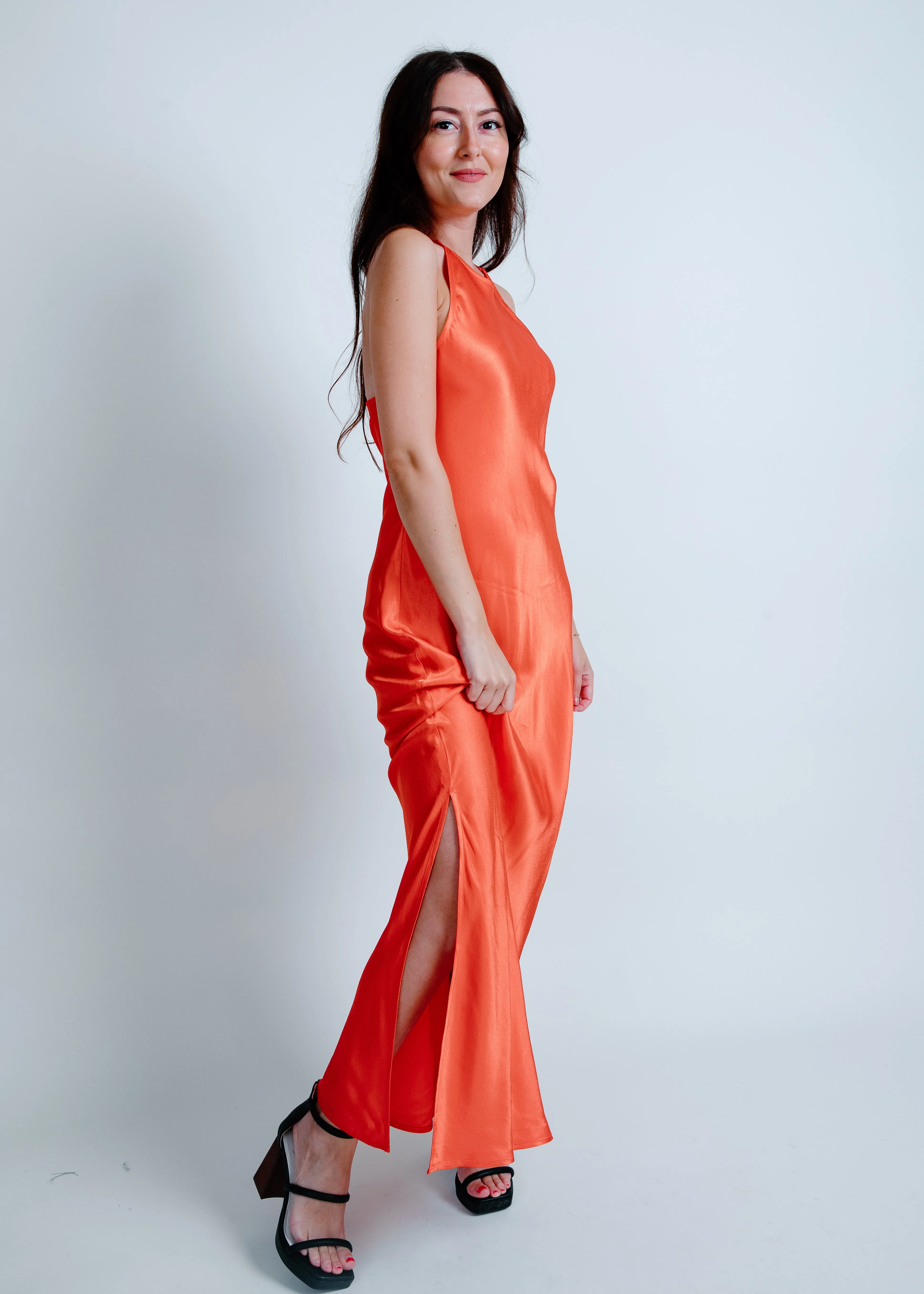 Kristi Halter Slip Dress - Poppy