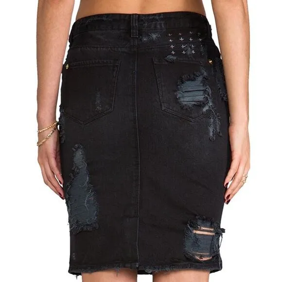 Ksubi Hi and Wasted Pencil Skirt in Posh Blasted Sz.25 NWT
