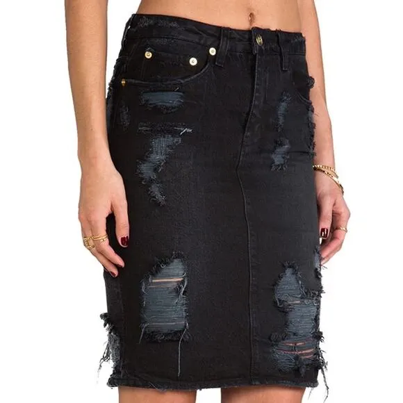 Ksubi Hi and Wasted Pencil Skirt in Posh Blasted Sz.25 NWT