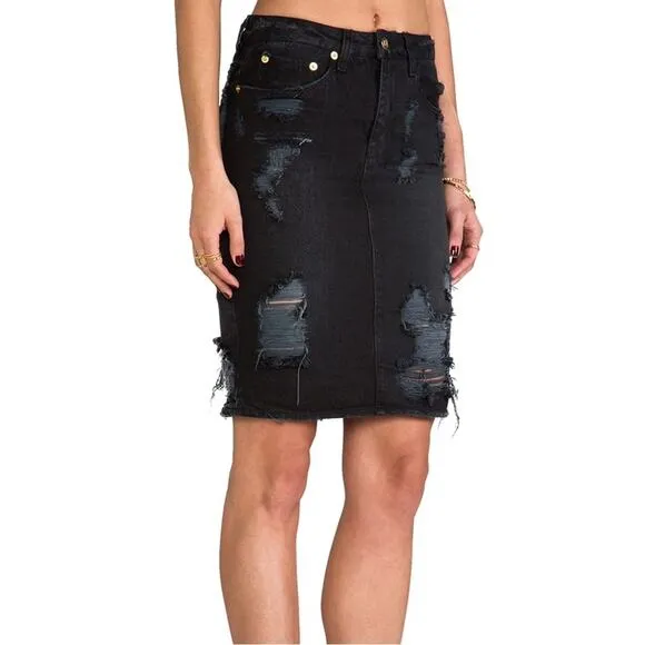 Ksubi Hi and Wasted Pencil Skirt in Posh Blasted Sz.25 NWT