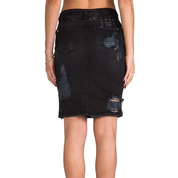 Ksubi Hi and Wasted Pencil Skirt in Posh Blasted Sz.25 NWT