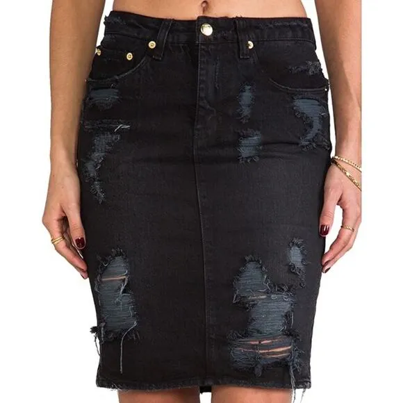 Ksubi Hi and Wasted Pencil Skirt in Posh Blasted Sz.25 NWT