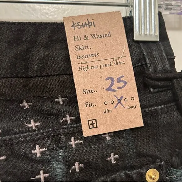Ksubi Hi and Wasted Pencil Skirt in Posh Blasted Sz.25 NWT