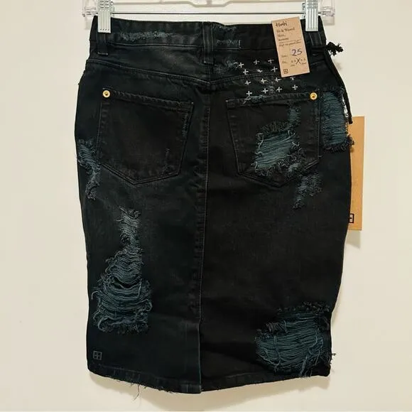 Ksubi Hi and Wasted Pencil Skirt in Posh Blasted Sz.25 NWT