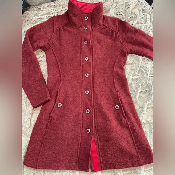 Kuhl Savina Womens SM ALPACA fleece Peacoat Style Sweater jacket in Burnt Sienna