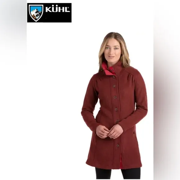 Kuhl Savina Womens SM ALPACA fleece Peacoat Style Sweater jacket in Burnt Sienna