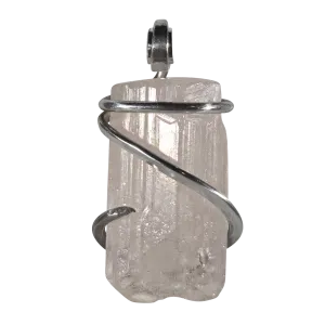 Kunzite Handmade Crystal Pendant Wrapped in Silver