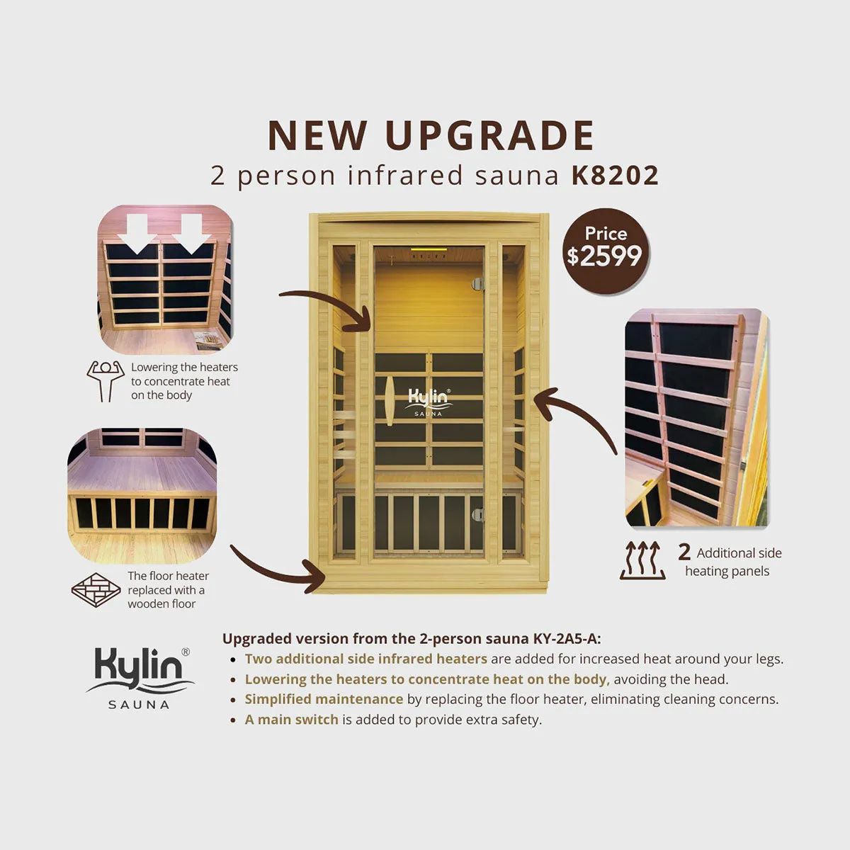 Kylin® Sauna - Advanced Premium Carbon Far Infrared Sauna 2 people - K8202
