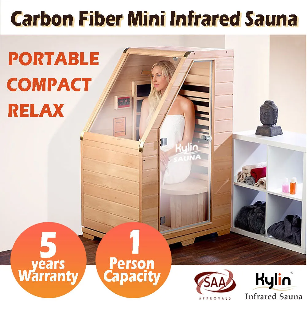 Kylin® Sauna - Compact Carbon Fibre Portable Sauna 1 Person Home Sauna Room KY-1D6/K8101
