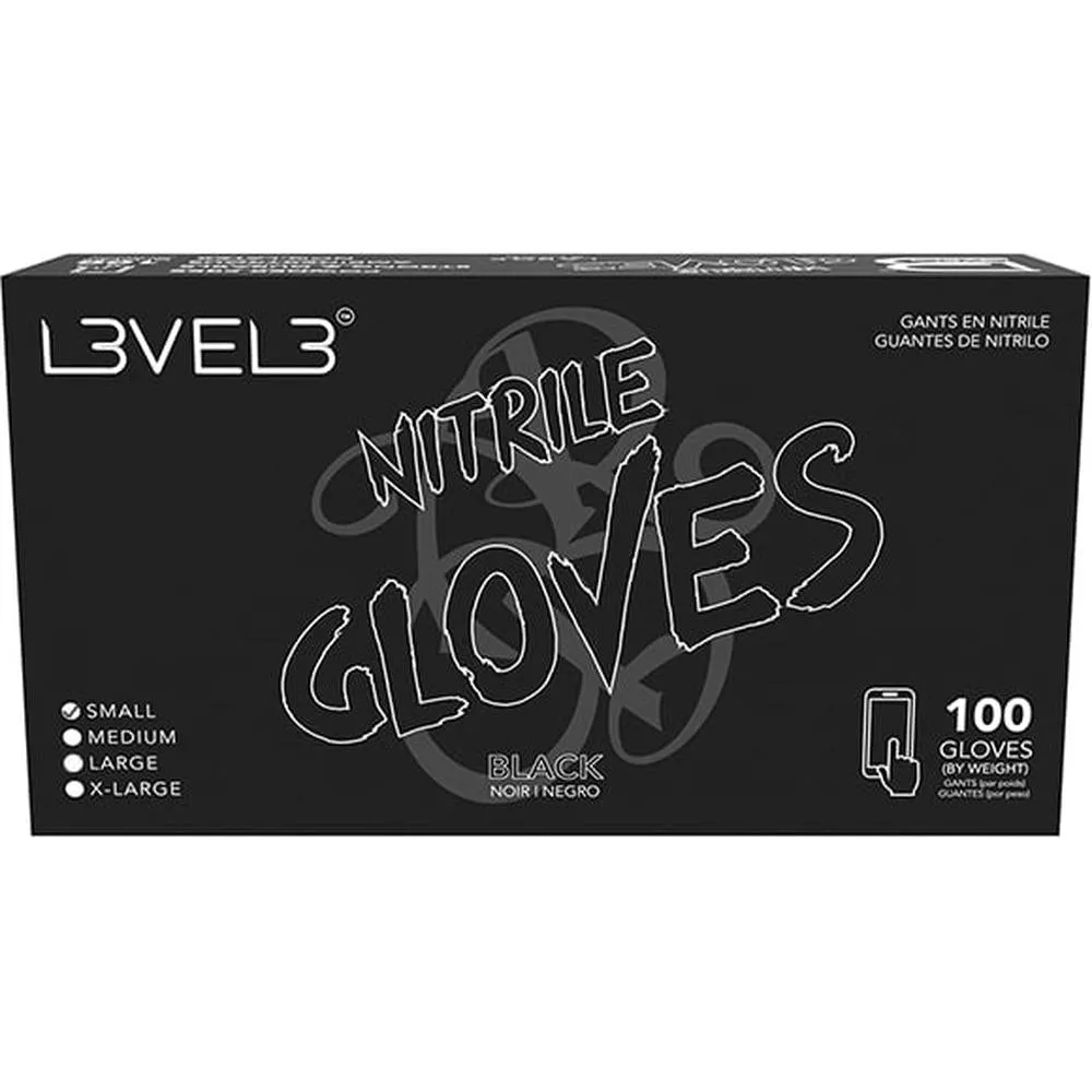 L3VEL3 Nitrile Black Gloves - MEDIUM / 100 Pack - 3.5 mil Thickness