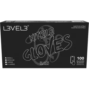 L3VEL3 Nitrile Black Gloves - MEDIUM / 100 Pack - 3.5 mil Thickness