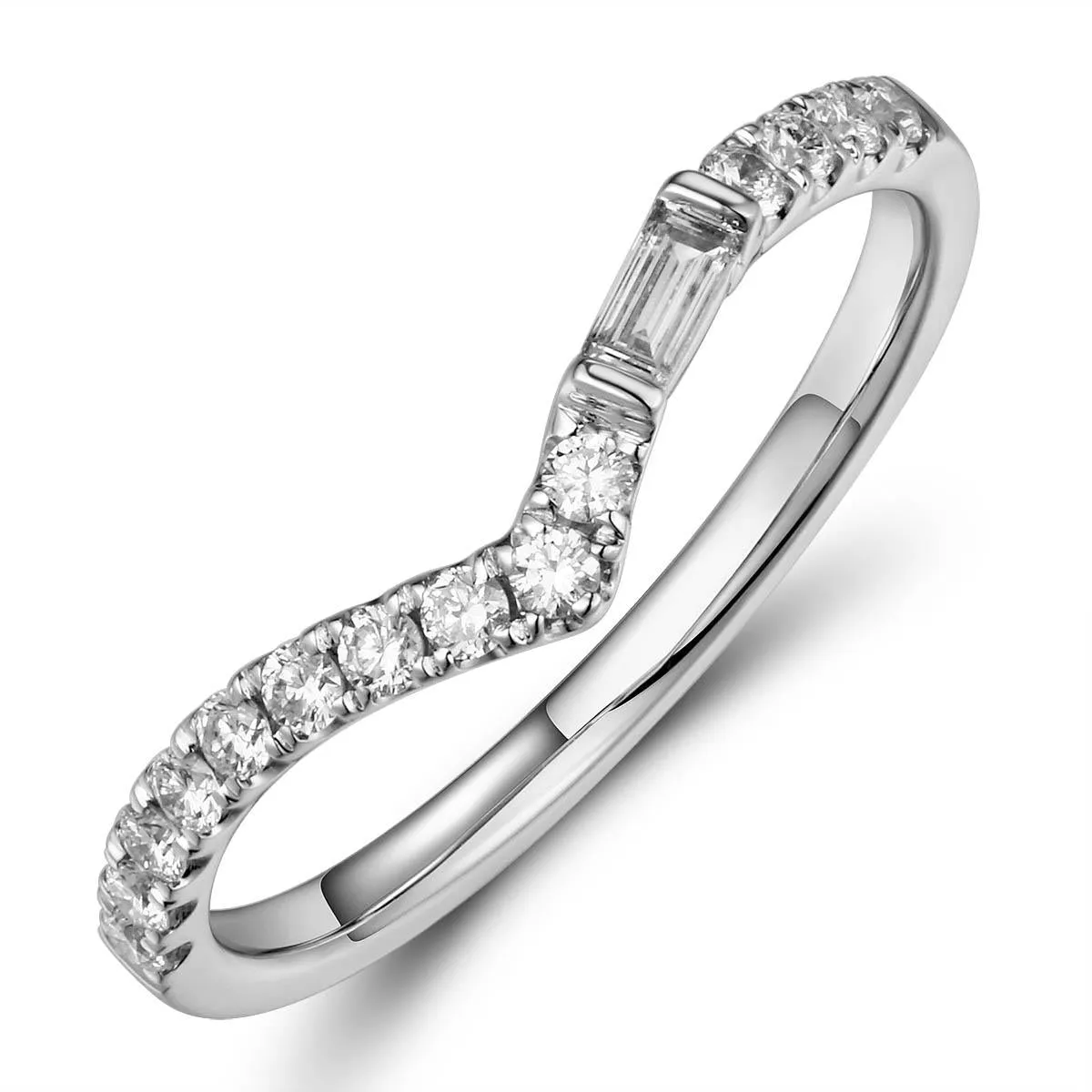 Ladies Curved Diamond V- Shape Crown Ring