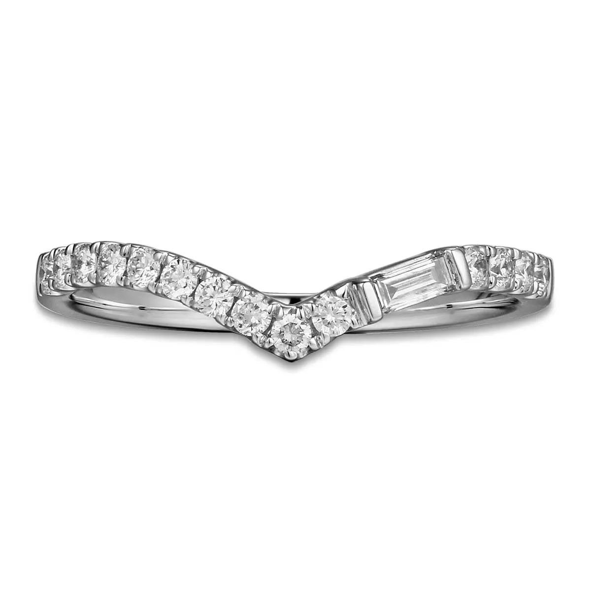 Ladies Curved Diamond V- Shape Crown Ring