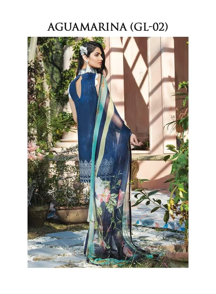Ladies Eid Kurta in Blue and White Color #M0011