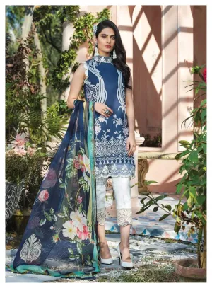 Ladies Eid Kurta in Blue and White Color #M0011