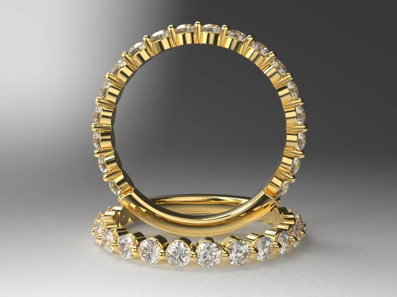 Ladies Floating Diamond Eternity Band w 2mm wide lab grown round diamonds
