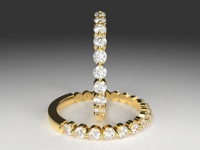 Ladies Floating Diamond Eternity Band w 2mm wide lab grown round diamonds