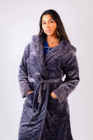 Ladies luxury ribbed fleece personalised dressing gown