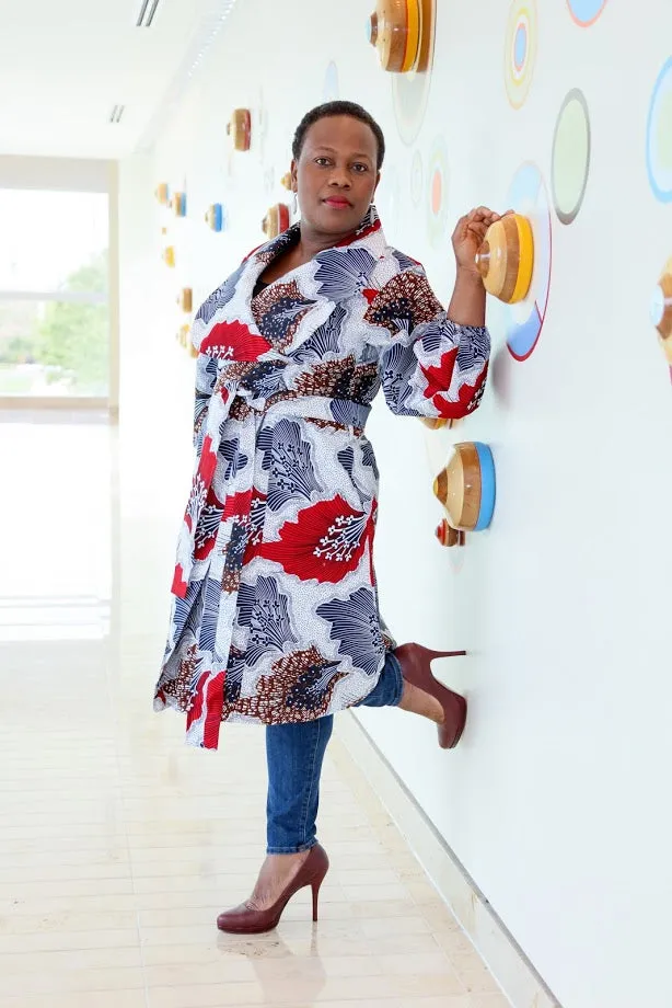 Lagos Coat/ Dress- White Leaves