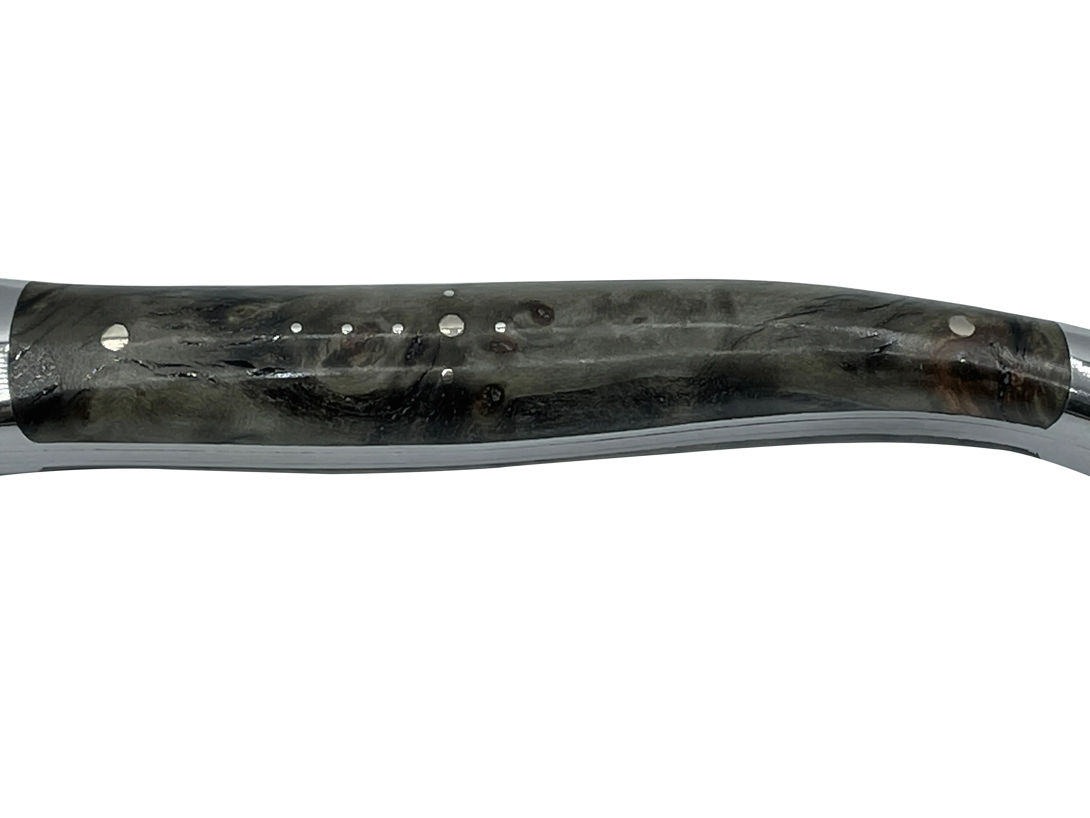 Laguiole en Aubrac Handcrafted 6-Piece Steak Knife Set with Blackened Poplar Burl Wood Handles, Polished Bolsters