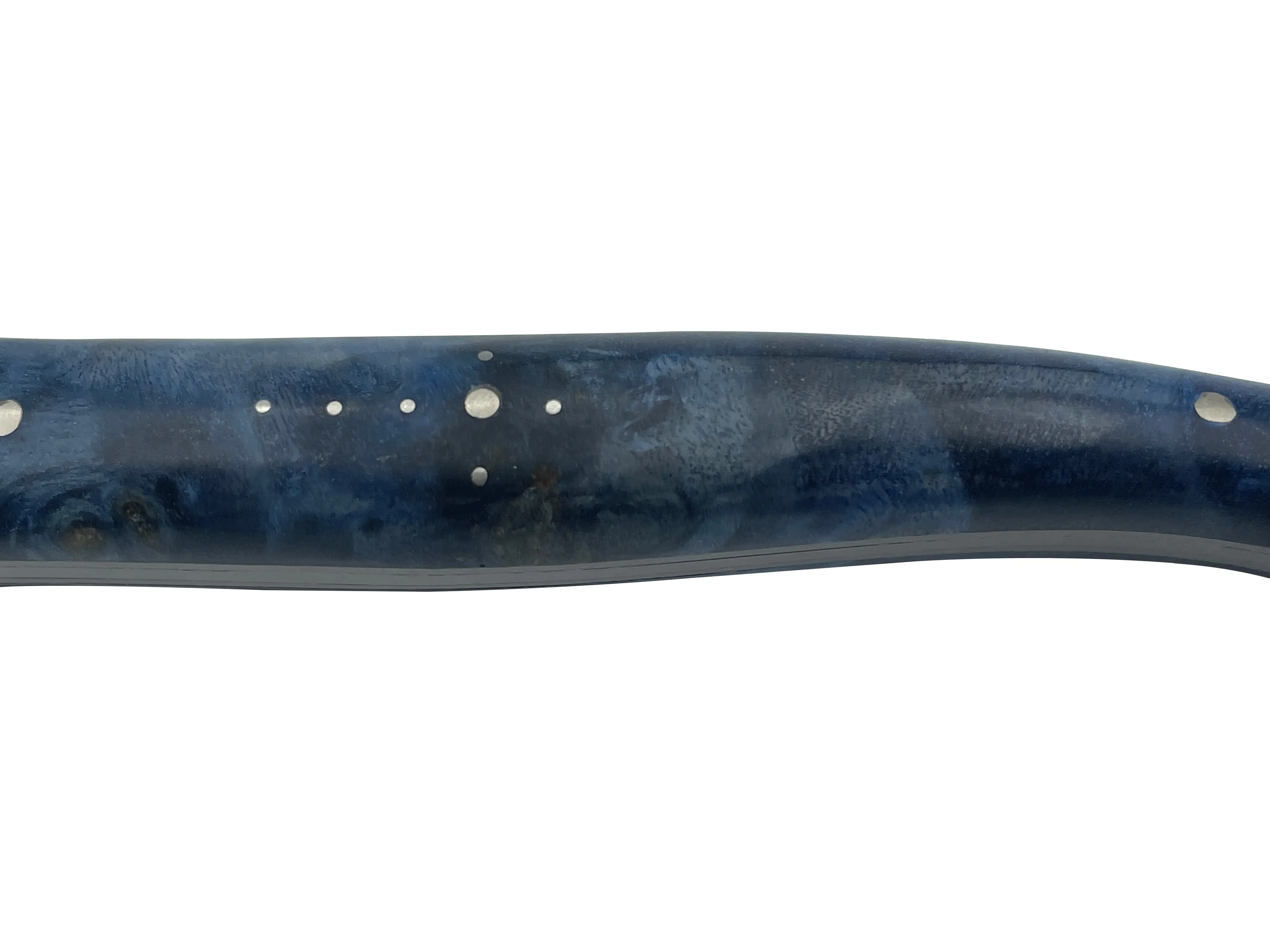 Laguiole en Aubrac Handcrafted 6-Piece Steak Knife Set with Blue Poplar Burl Handles, Brushed Bolster