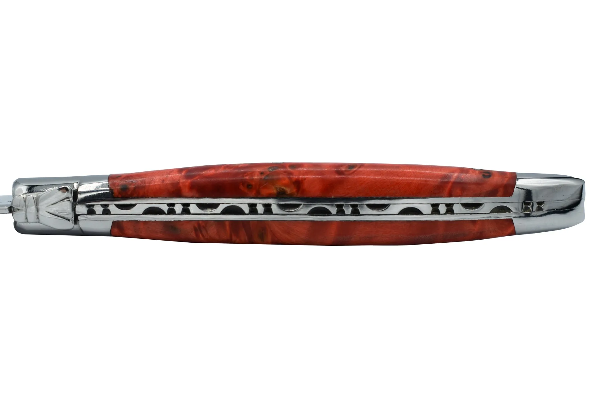 Laguiole en Aubrac Handcrafted Polished 6-Piece Steak Knife Set with Red Poplar Burl Handles