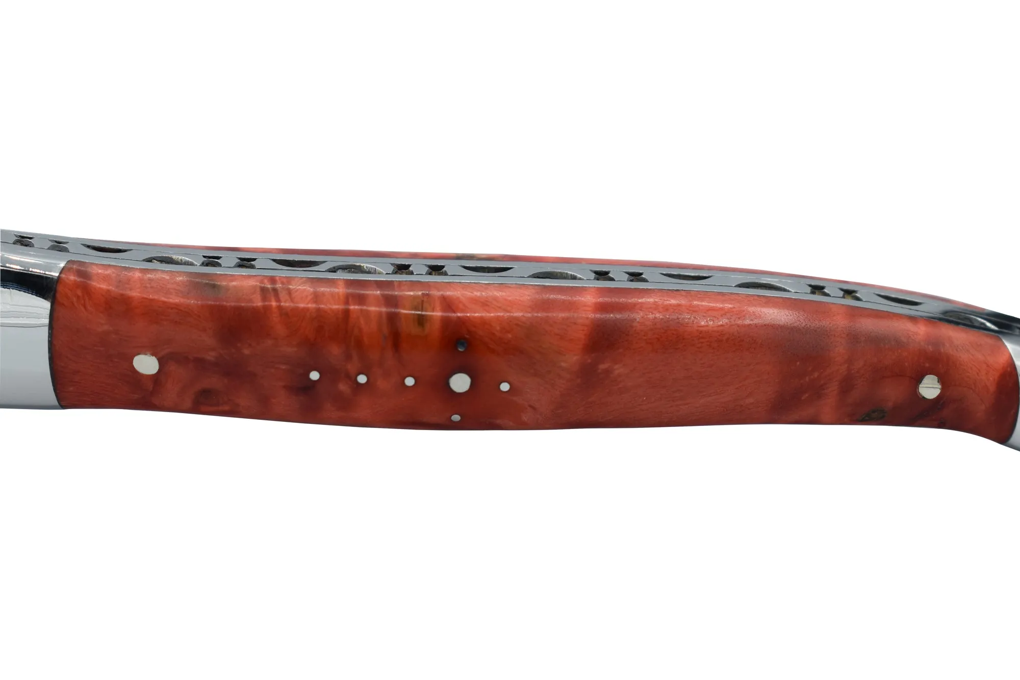 Laguiole en Aubrac Handcrafted Polished 6-Piece Steak Knife Set with Red Poplar Burl Handles