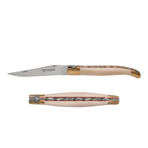 Laguiole en Aubrac Le Bijou Luxury Multipurpose Knife, 4.8-in (12cm), Warthog Tusk Handle, With  Brass Bolsters, And Two Copper Plates