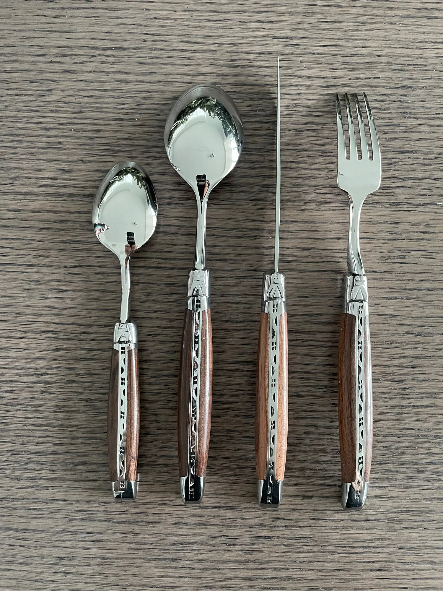 Laguiole en Aubrac Luxury 28-Piece Handcrafted Flatware Set With Morado Rosewood Handles