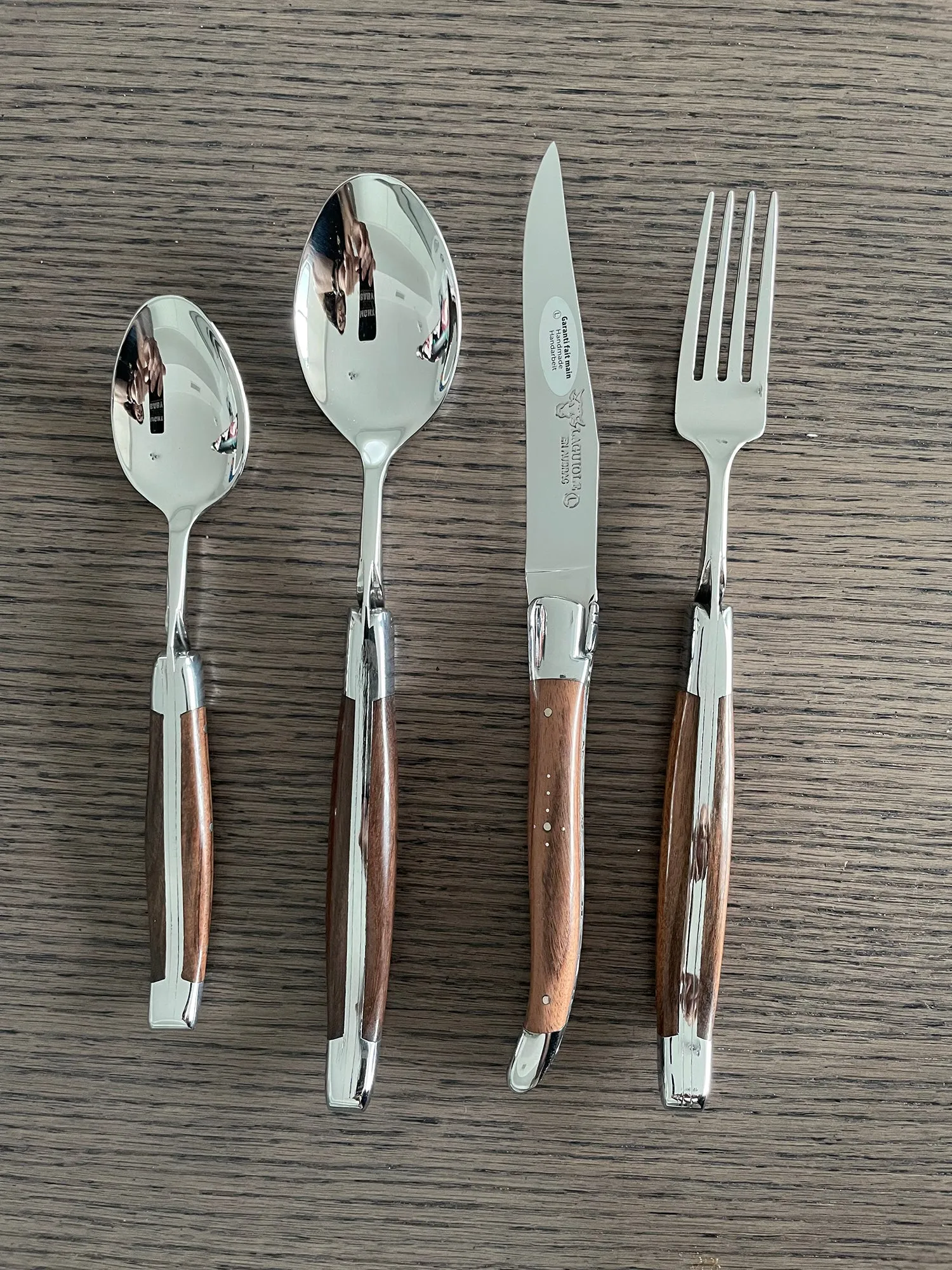 Laguiole en Aubrac Luxury 28-Piece Handcrafted Flatware Set With Morado Rosewood Handles