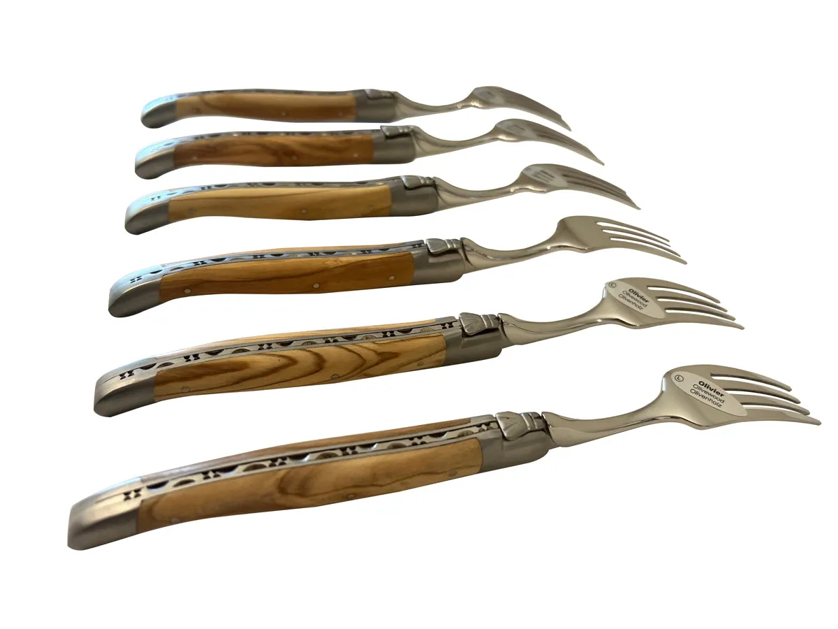 Laguiole en Aubrac Luxury 28-Piece Handcrafted Flatware Set With Olivewood Handles
