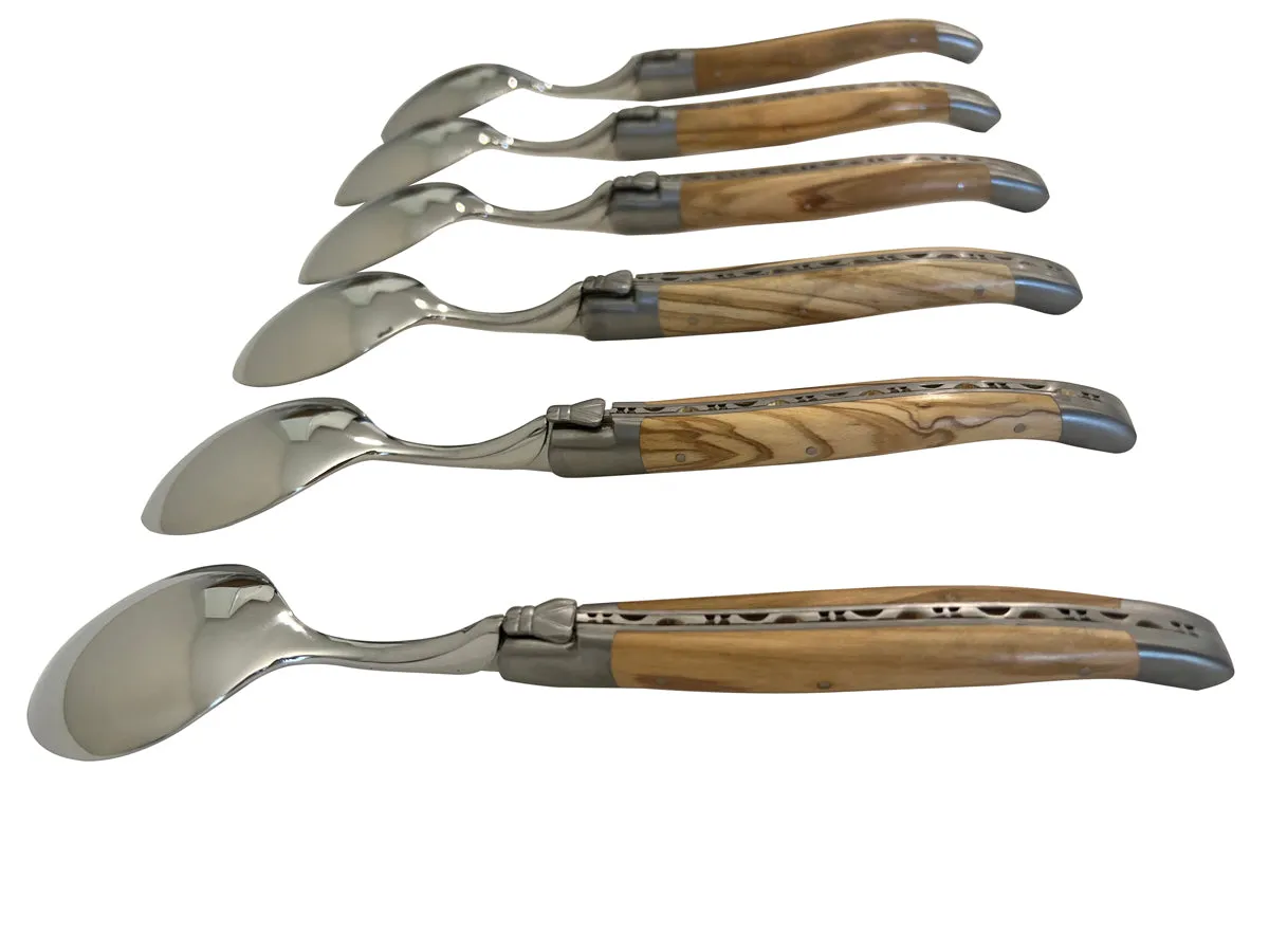 Laguiole en Aubrac Luxury 28-Piece Handcrafted Flatware Set With Olivewood Handles
