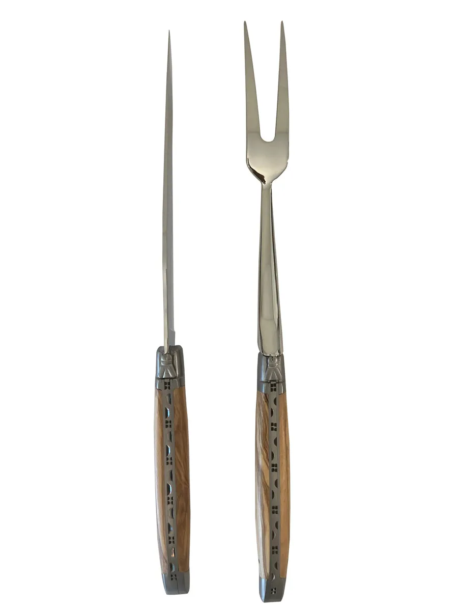 Laguiole en Aubrac Luxury 28-Piece Handcrafted Flatware Set With Olivewood Handles