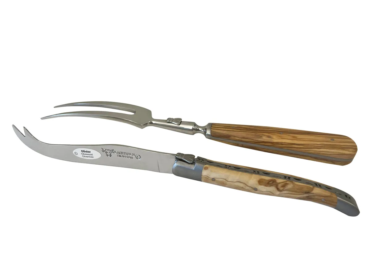Laguiole en Aubrac Luxury 28-Piece Handcrafted Flatware Set With Olivewood Handles