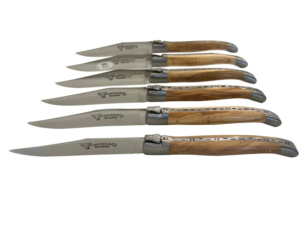 Laguiole en Aubrac Luxury 28-Piece Handcrafted Flatware Set With Olivewood Handles