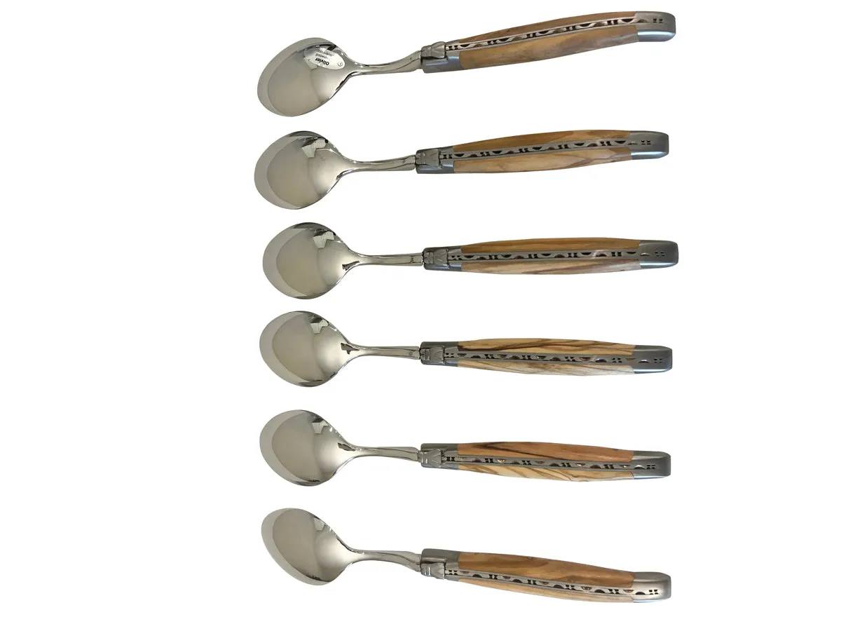 Laguiole en Aubrac Luxury 28-Piece Handcrafted Flatware Set With Olivewood Handles