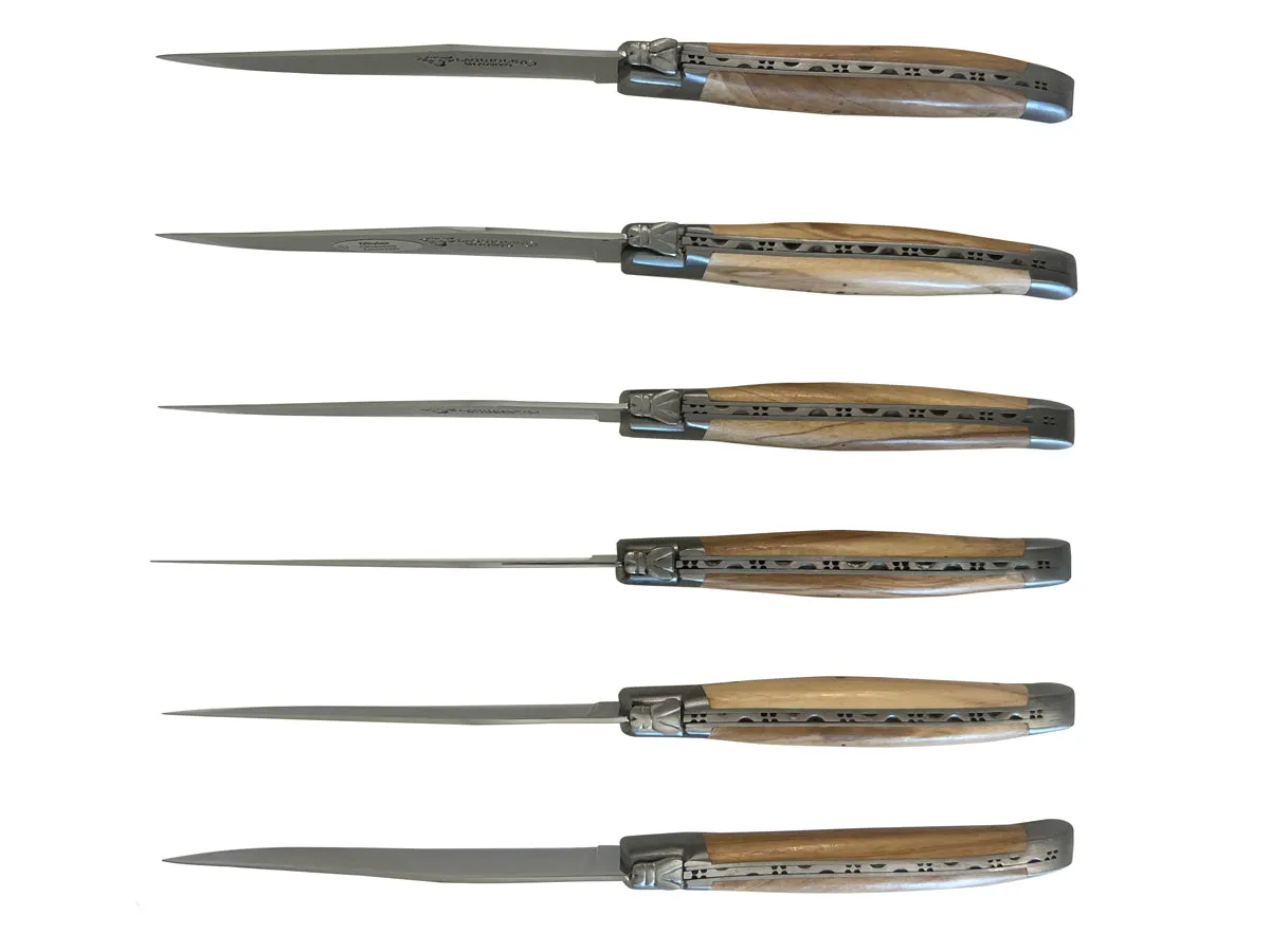 Laguiole en Aubrac Luxury 28-Piece Handcrafted Flatware Set With Olivewood Handles