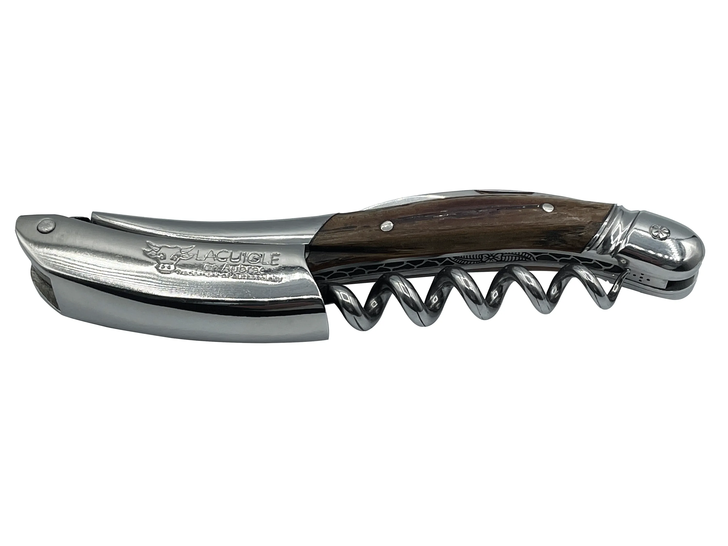 Laguiole en Aubrac Luxury Double Plated Sommelier Waiter's Corkscrew with Oak Wood Handle & Exclusive Bee