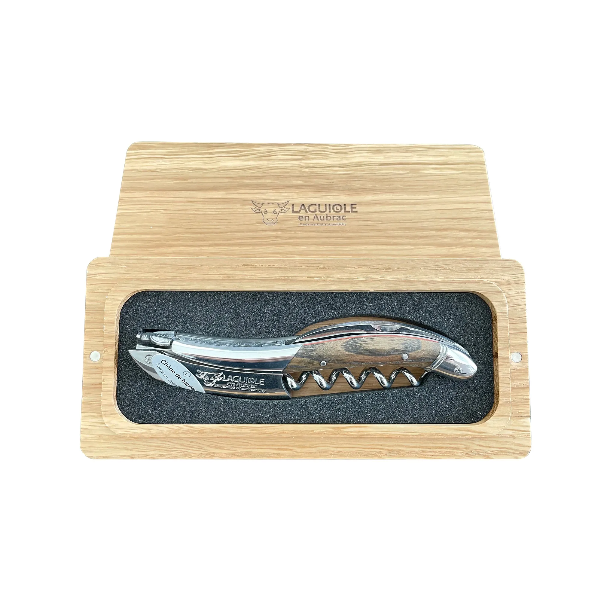 Laguiole en Aubrac Luxury Double Plated Sommelier Waiter's Corkscrew with Oak Wood Handle & Exclusive Bee