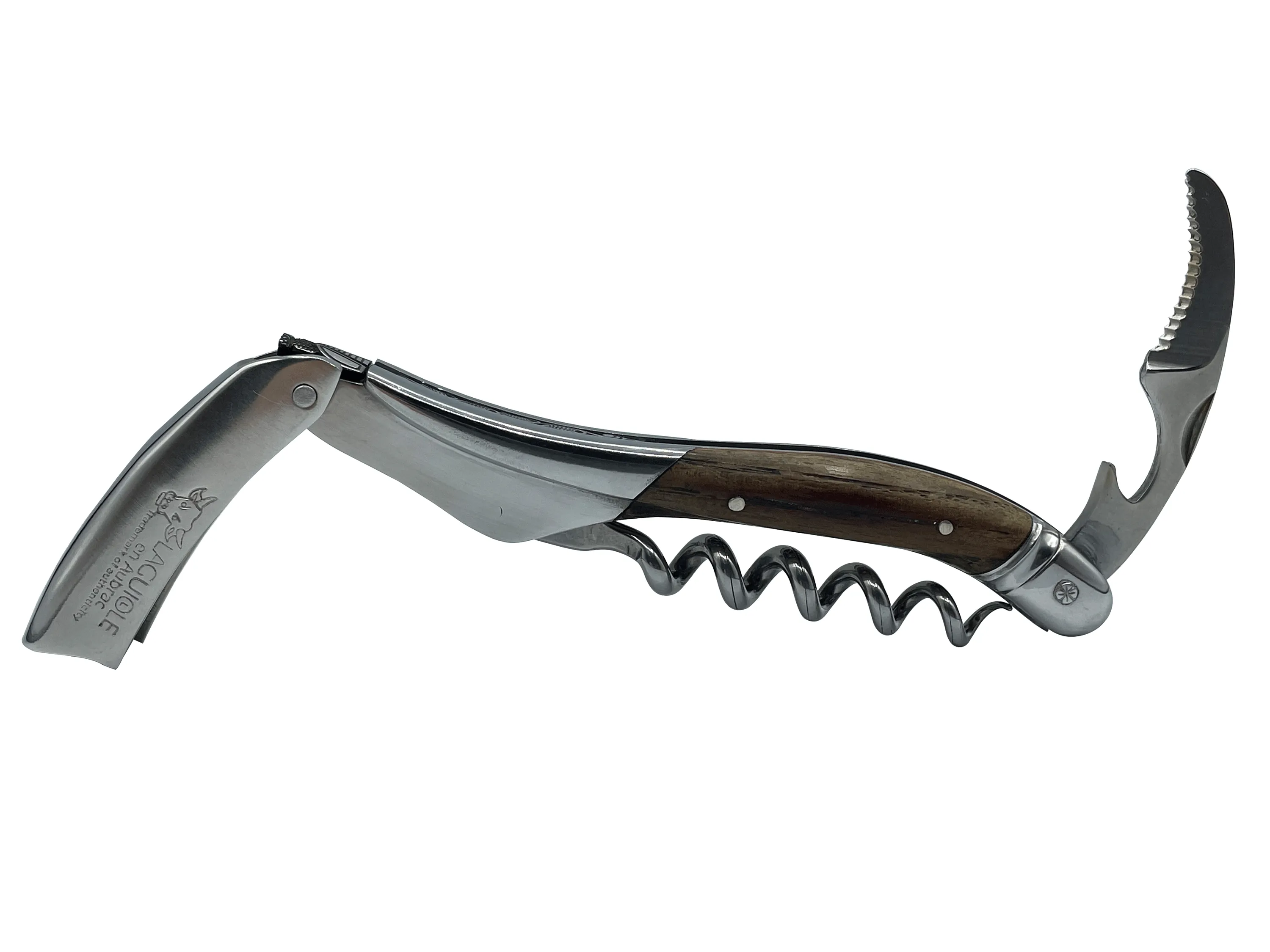 Laguiole en Aubrac Luxury Double Plated Sommelier Waiter's Corkscrew with Oak Wood Handle & Exclusive Bee