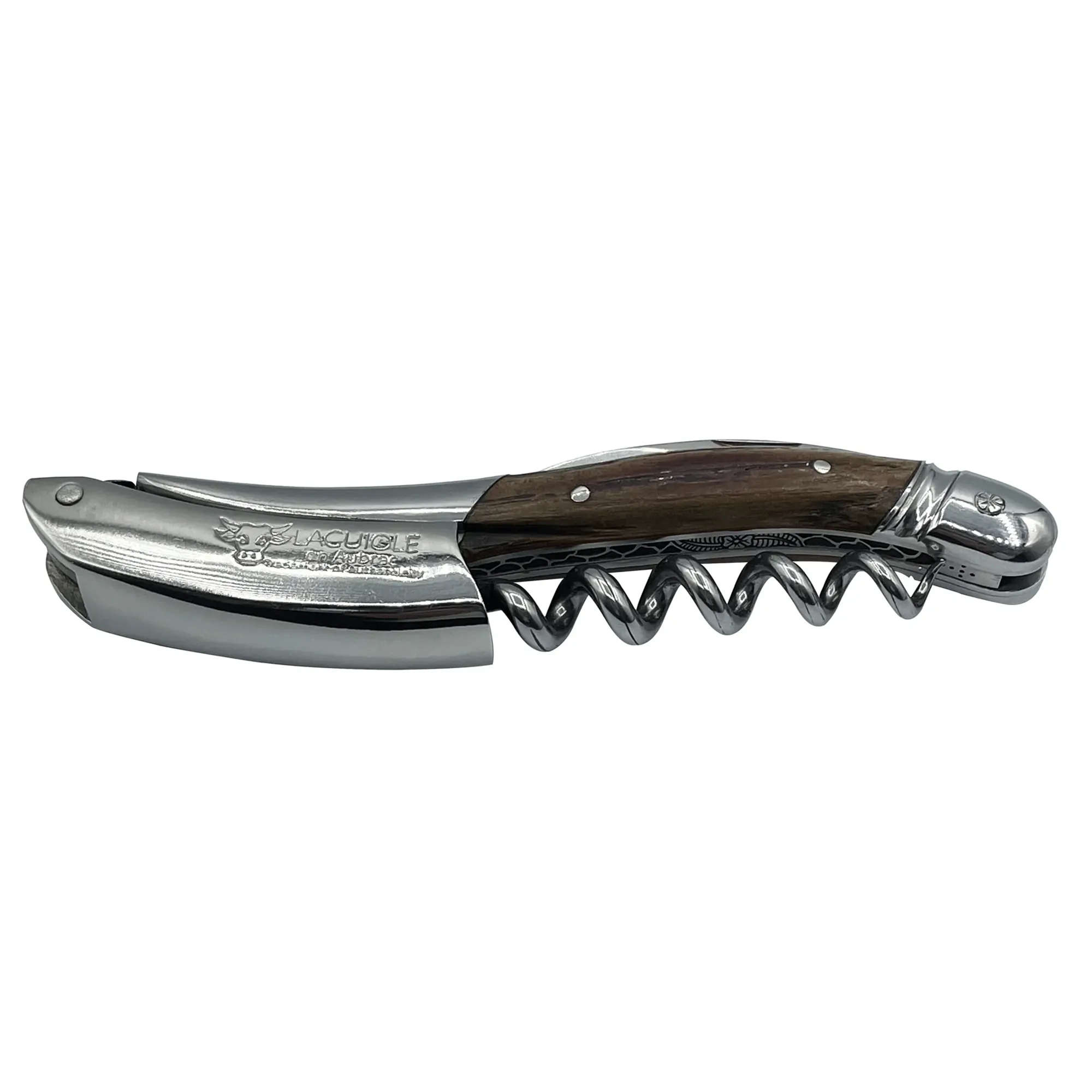 Laguiole en Aubrac Luxury Double Plated Sommelier Waiter's Corkscrew with Oak Wood Handle & Exclusive Bee