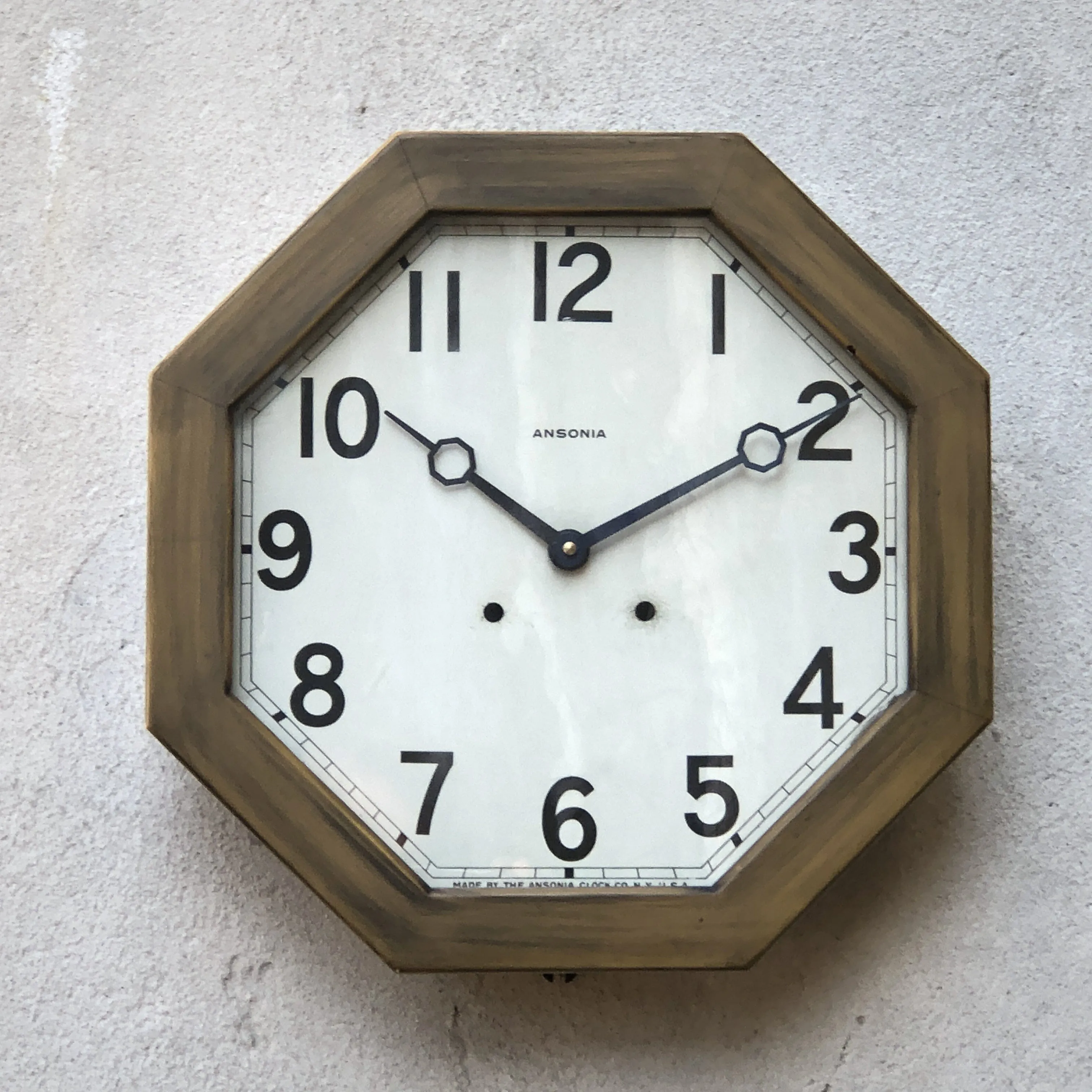 Large Ansonia Octagon Wall Clock, New Quartz Movement with Original Hands